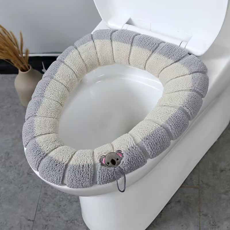 Bathroom Soft Thicker Warmer Stretchable Washable Toilet Seat Cover Pads