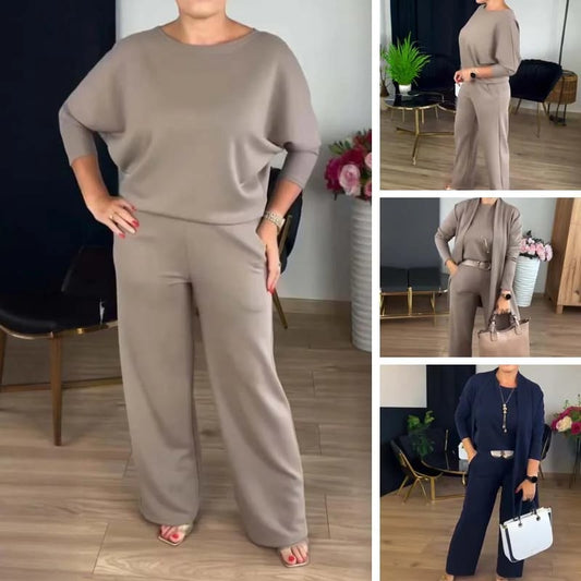 ⏳Time-Limited Special⏰Elegant 3-piece set including long cardigan, top and pants💞