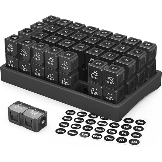 ๐ Monthly AM/PM Pill Organizer โ Twice-a-Day Medicine & Vitamin Storage with Stickers