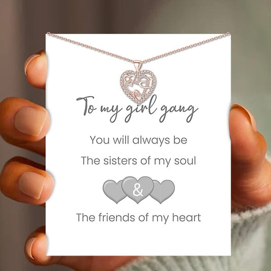 👩❤️👩''Sisters of my soul & Friends of my heart''💕-Interlocking Hearts Necklace