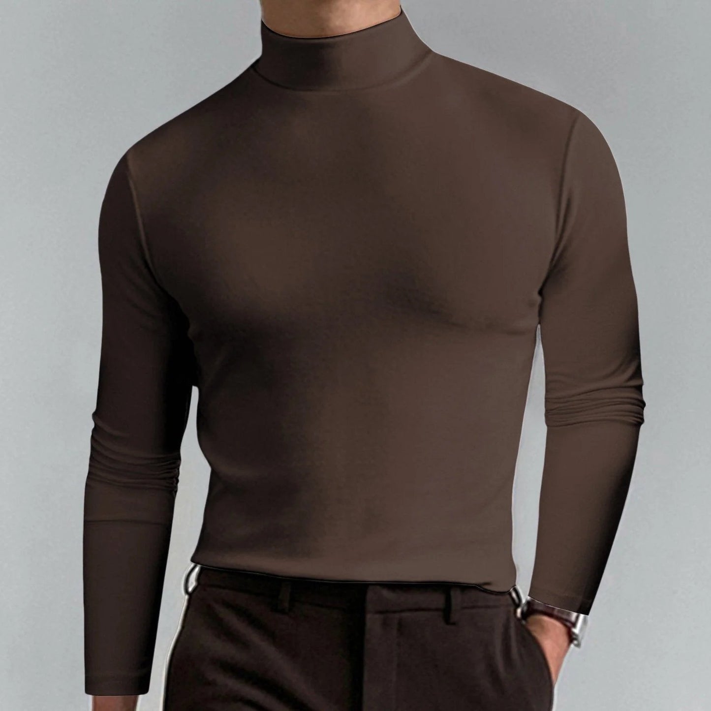 Ultimate Comfort Men's High Neck T-Shirt – Stretch, Breathable, Slim Fit for Gym & Daily Wear!