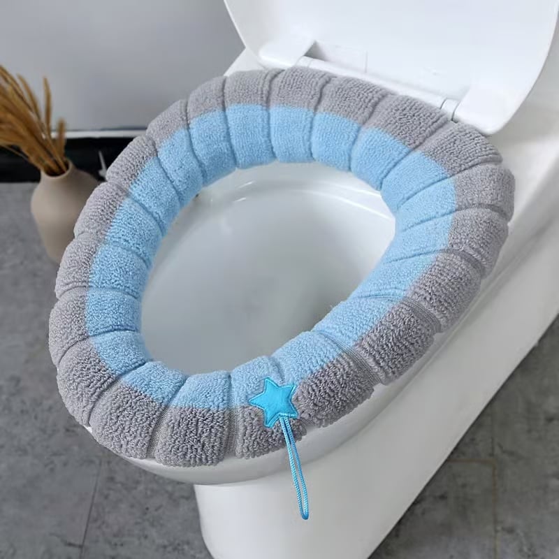 Bathroom Soft Thicker Warmer Stretchable Washable Toilet Seat Cover Pads