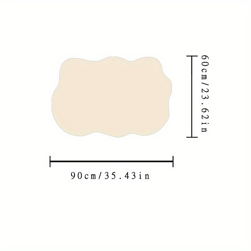 Japanese-Inspired Irregular Shape Living Room Mat - Thick, Soft, Washable Area Mat with Abstract Brown & Beige Design for Living Room, Bedroom, or Home Decor, Rugs for Living Room