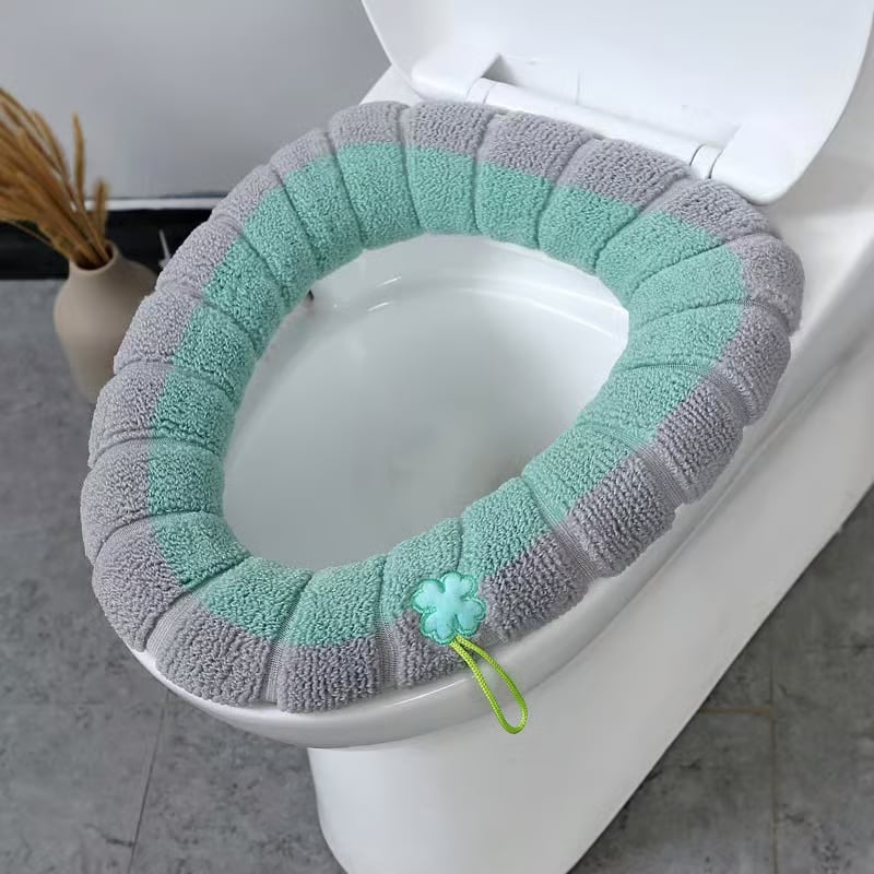 Bathroom Soft Thicker Warmer Stretchable Washable Toilet Seat Cover Pads