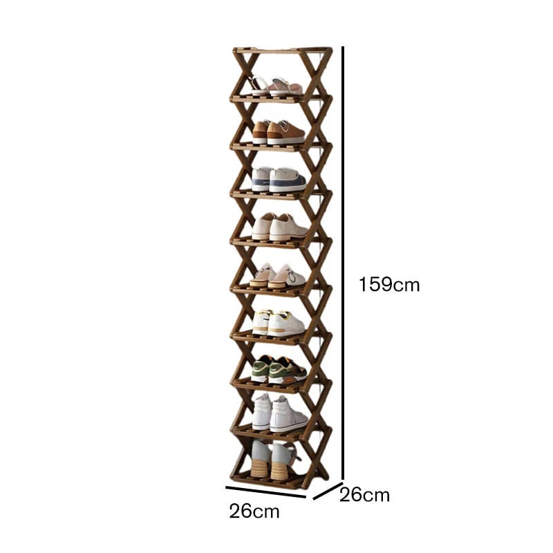 Durable Foldable Bamboo Shoe Rack