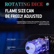 🎲 360° Spinning Dice Lighter 🔥 Windproof Jet Blue Flame, LED, Refillable EDC Gadget