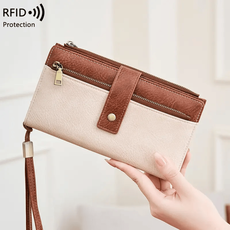 Women's long wallet, stylish clutch, elegant solid color RFID blocking leather wallet👛🚚 FREE SHIPPING