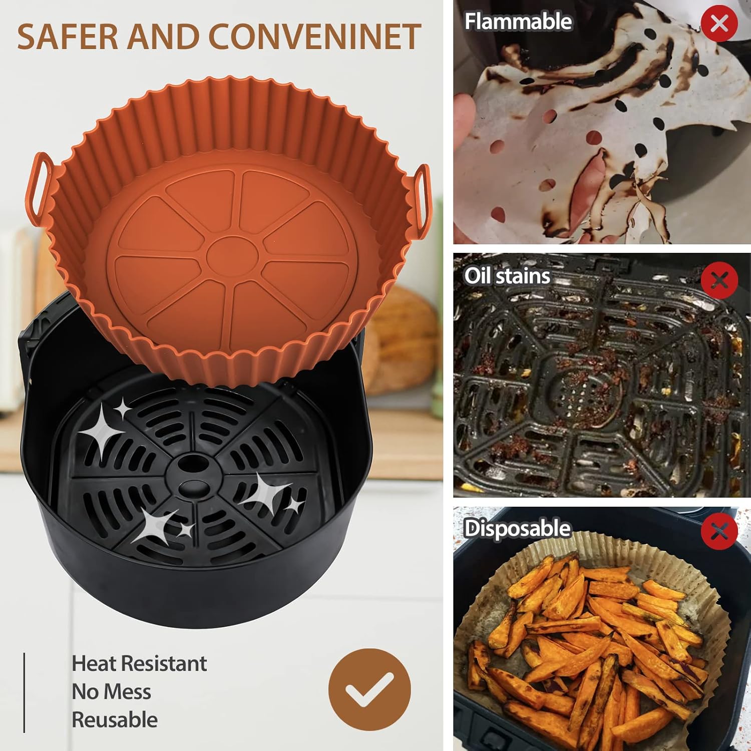 🔥Air Fryer Silicone Baking Tray🍟