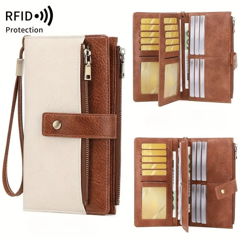 Women's long wallet, stylish clutch, elegant solid color RFID blocking leather wallet👛🚚 FREE SHIPPING