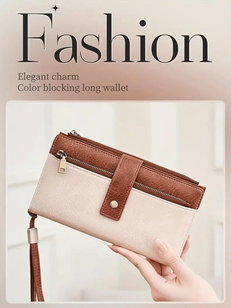 Women's long wallet, stylish clutch, elegant solid color RFID blocking leather wallet👛🚚 FREE SHIPPING