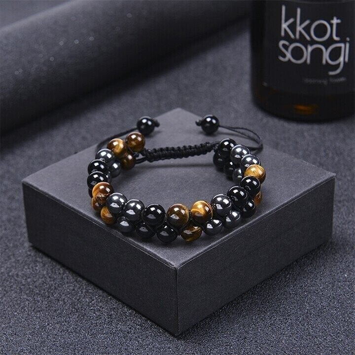 🔥-Triple Protection Bracelet-Genuine Tigers Eye Agate and  Black gallstone-The Perfect Gift