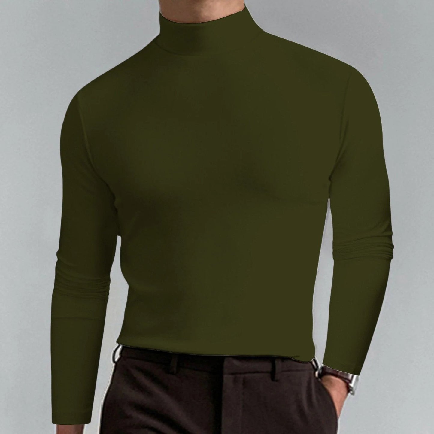 Ultimate Comfort Men's High Neck T-Shirt – Stretch, Breathable, Slim Fit for Gym & Daily Wear!
