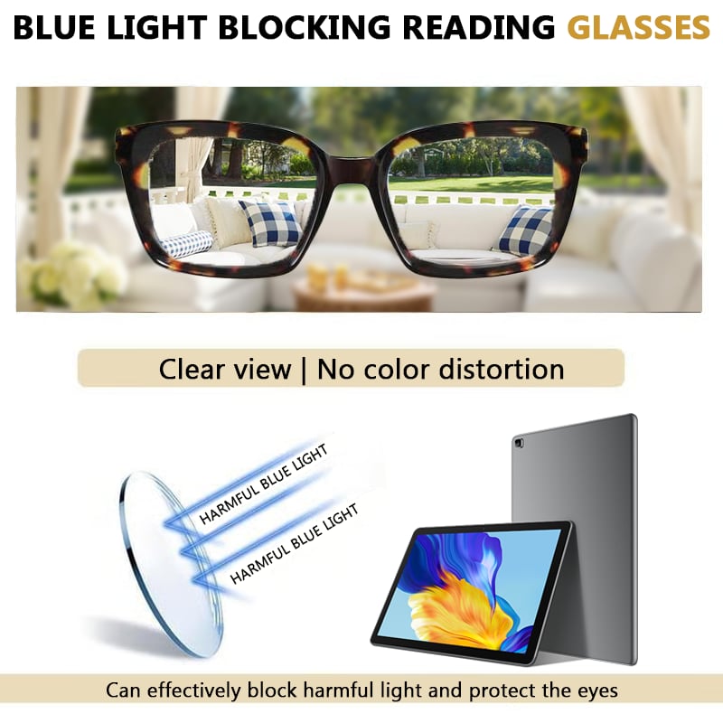 ✨👓Tortoiseshell Reading Glasses – Blue Light Blocking Oversized Square Readers