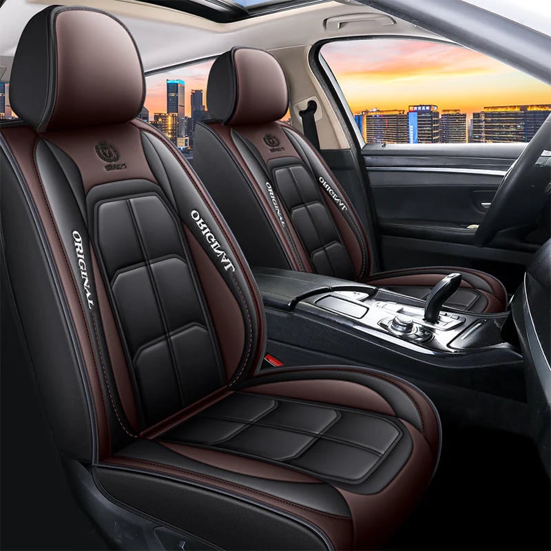 PU leather car seat covers, front set, universal fit for sedans, SUVs, and trucks