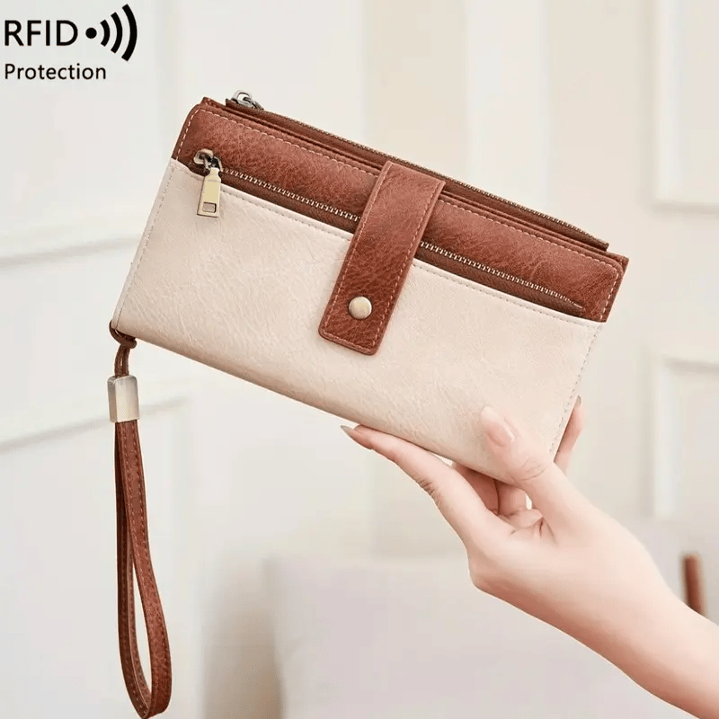 Women's long wallet, stylish clutch, elegant solid color RFID blocking leather wallet👛🚚 FREE SHIPPING