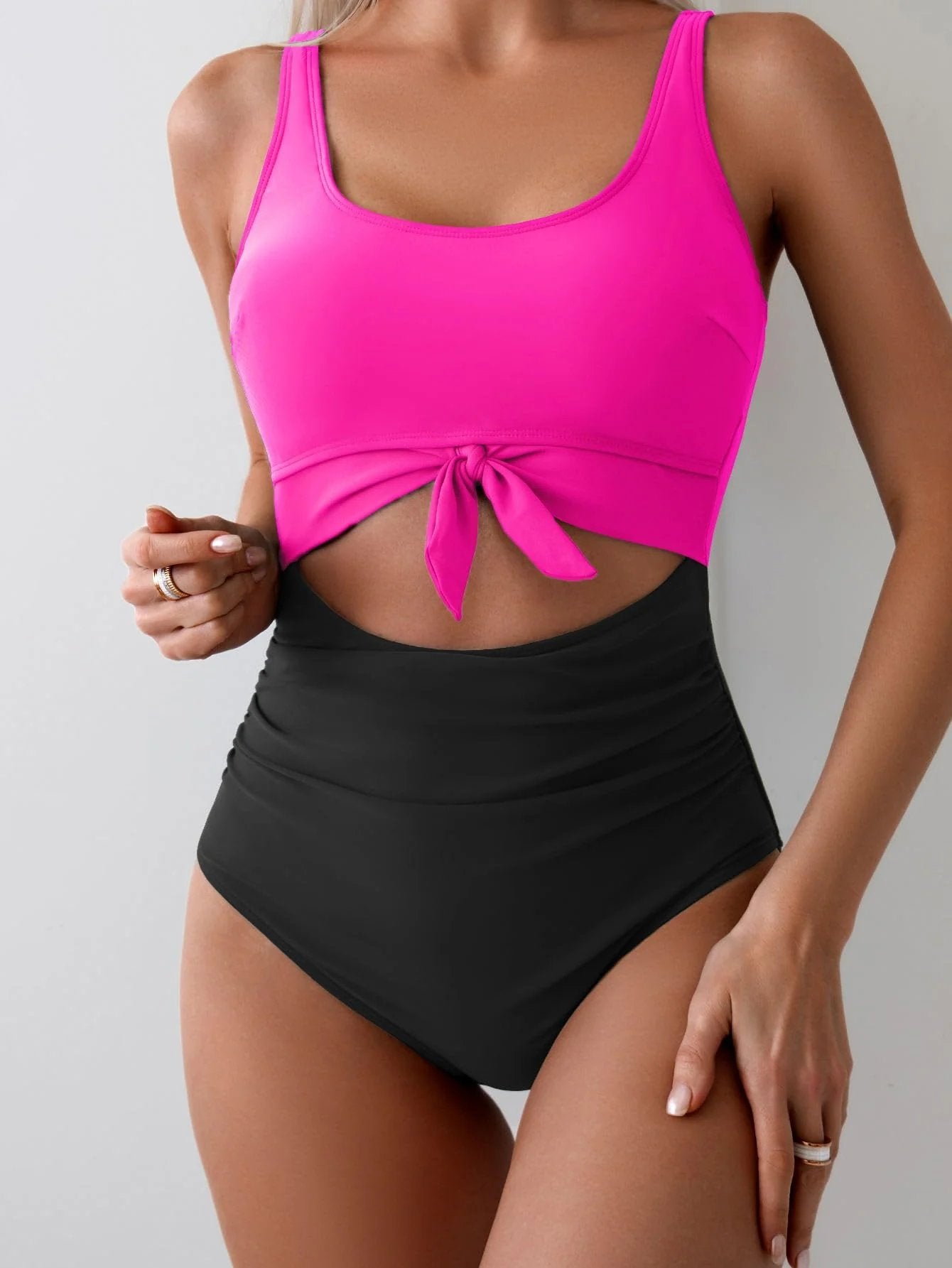 👙Women's One Piece Swimsuit Tummy Control Slimming Bathing Suit Cutout Tie Knot Swimwear