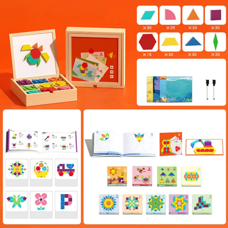 🎁Early Christmas Sale 50% OFF🔥Wooden Magnetic Pattern Block Puzzle Set🧩