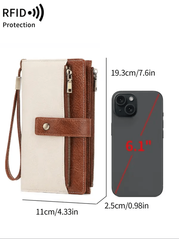Women's long wallet, stylish clutch, elegant solid color RFID blocking leather wallet👛🚚 FREE SHIPPING