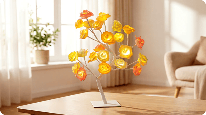 📢📢50% OFF！！⏰🌹Rose Flower Design Tree Night Light🌟