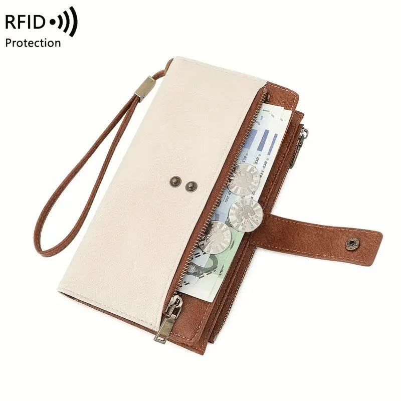 Women's long wallet, stylish clutch, elegant solid color RFID blocking leather wallet👛🚚 FREE SHIPPING