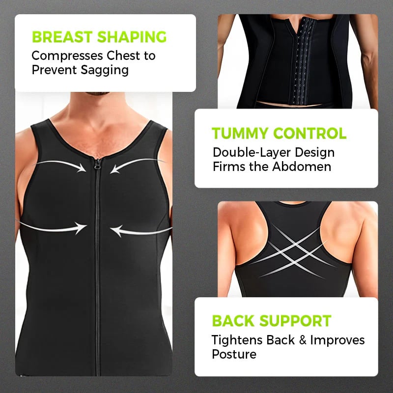 Men's Zipper Waist Trainer Trimmer Vest