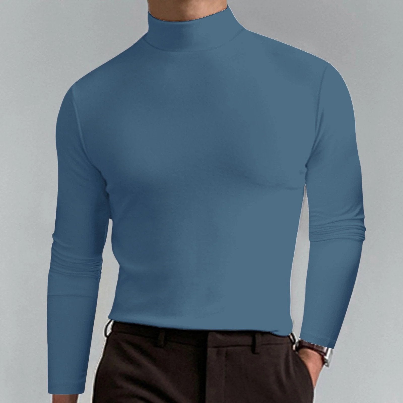 Ultimate Comfort Men's High Neck T-Shirt – Stretch, Breathable, Slim Fit for Gym & Daily Wear!