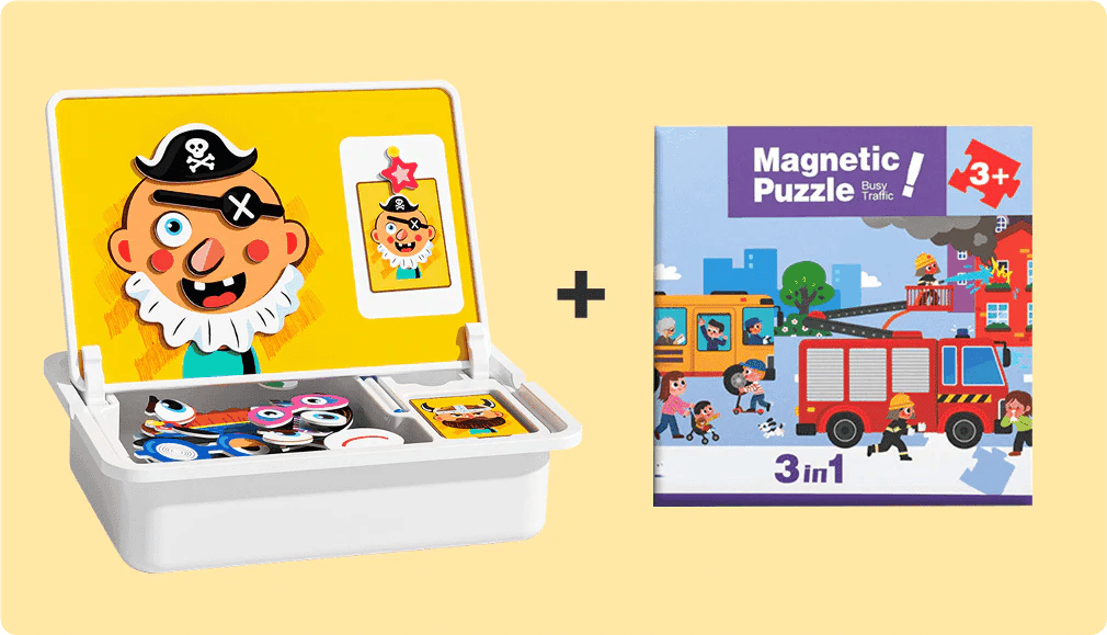 Magnetic Puzzles Face Dress Up Travel Game Double Side Preschool Educational Learning Toy for Kids