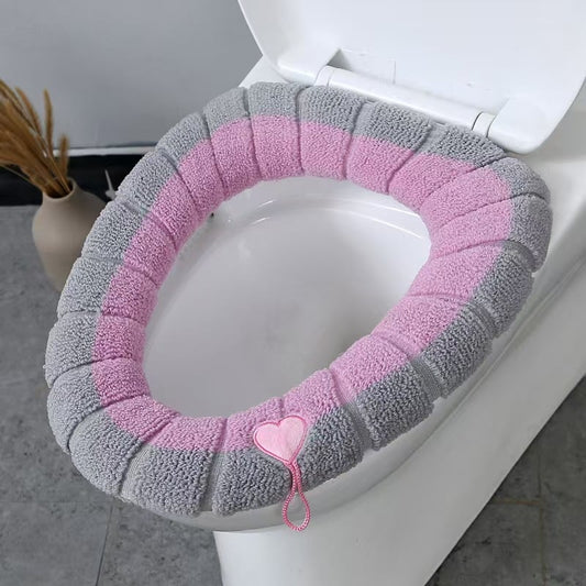 Bathroom Soft Thicker Warmer Stretchable Washable Toilet Seat Cover Pads