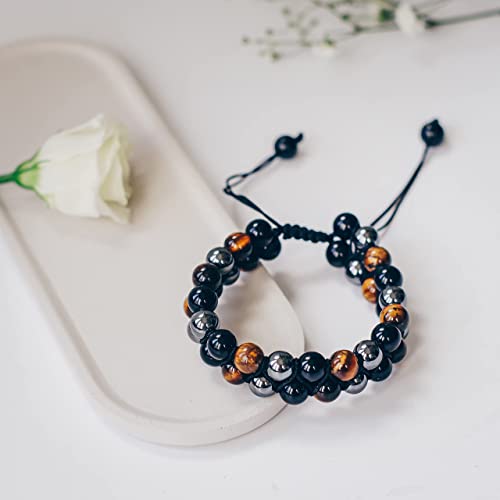 🔥-Triple Protection Bracelet-Genuine Tigers Eye Agate and  Black gallstone-The Perfect Gift