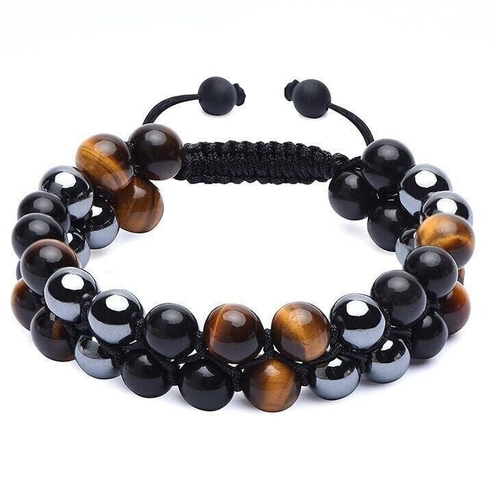 🔥-Triple Protection Bracelet-Genuine Tigers Eye Agate and  Black gallstone-The Perfect Gift