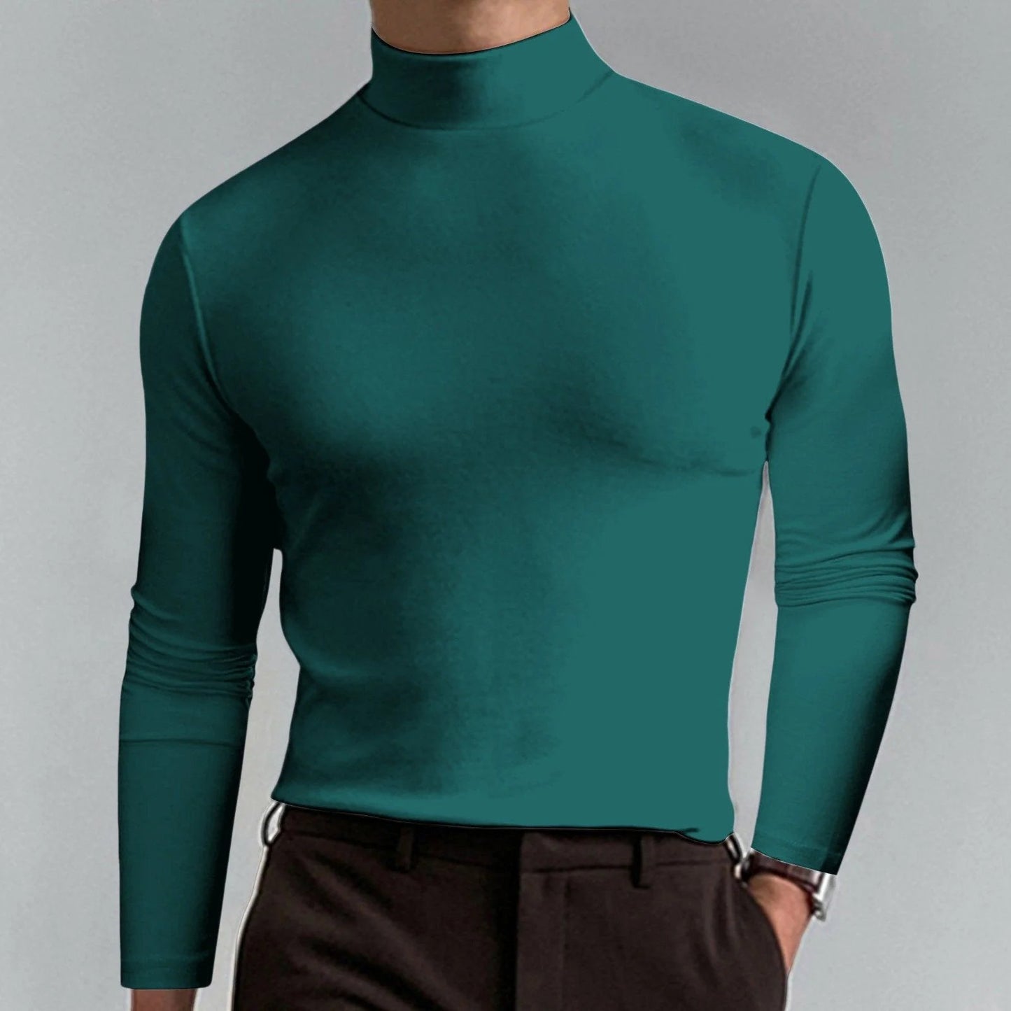 Ultimate Comfort Men's High Neck T-Shirt – Stretch, Breathable, Slim Fit for Gym & Daily Wear!