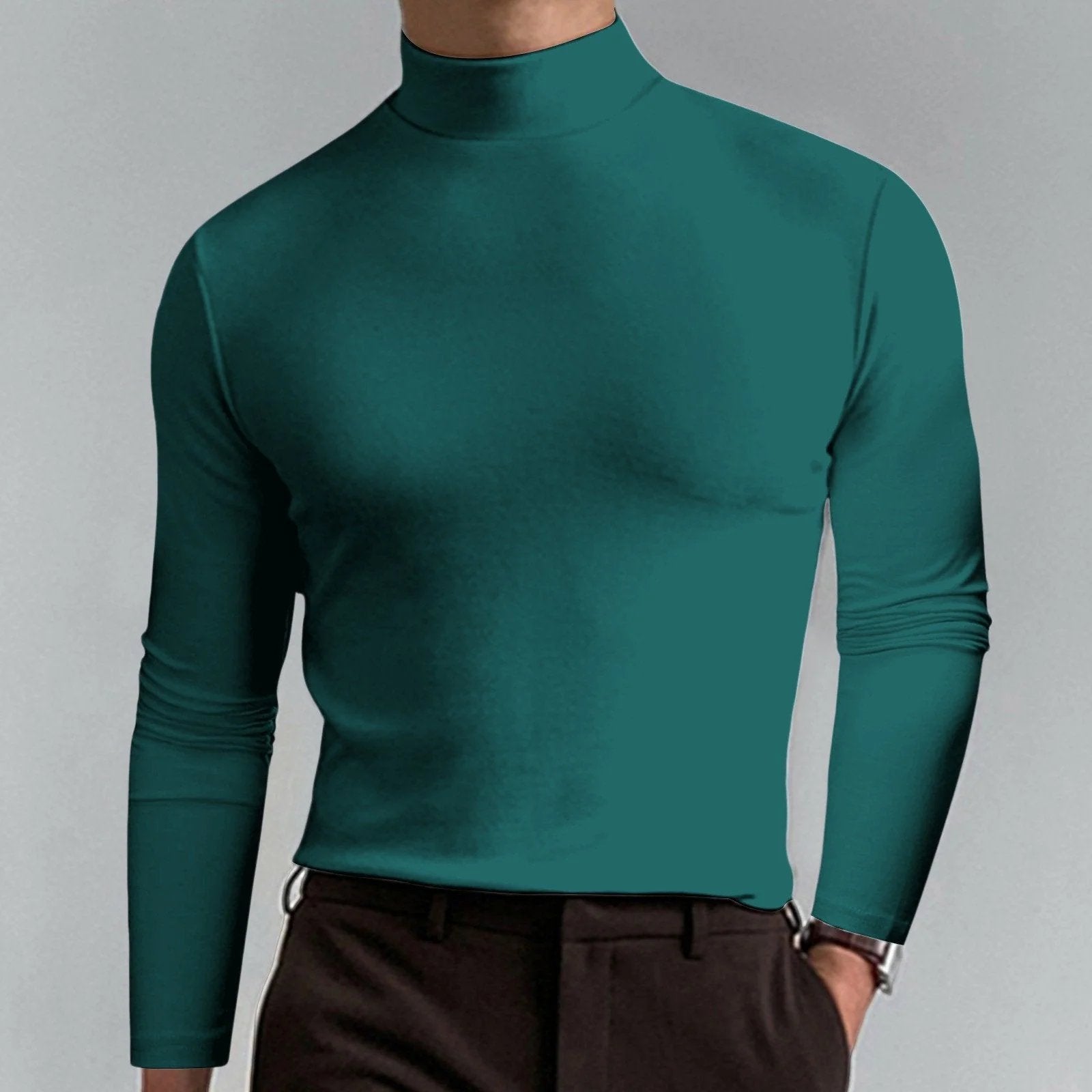 Ultimate Comfort Men's High Neck T-Shirt – Stretch, Breathable, Slim Fit for Gym & Daily Wear!