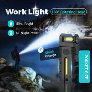 LED work light with 180° rotating head