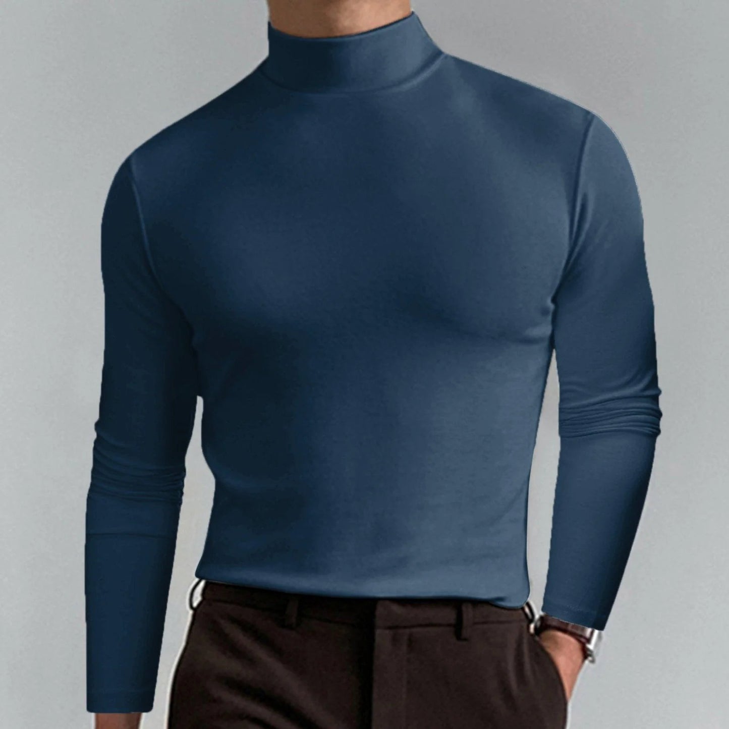 Ultimate Comfort Men's High Neck T-Shirt – Stretch, Breathable, Slim Fit for Gym & Daily Wear!