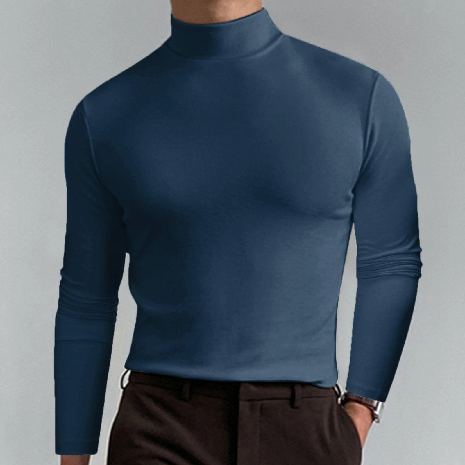 Ultimate Comfort Men's High Neck T-Shirt – Stretch, Breathable, Slim Fit for Gym & Daily Wear!