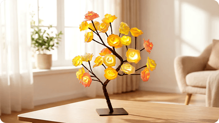📢📢50% OFF！！⏰🌹Rose Flower Design Tree Night Light🌟