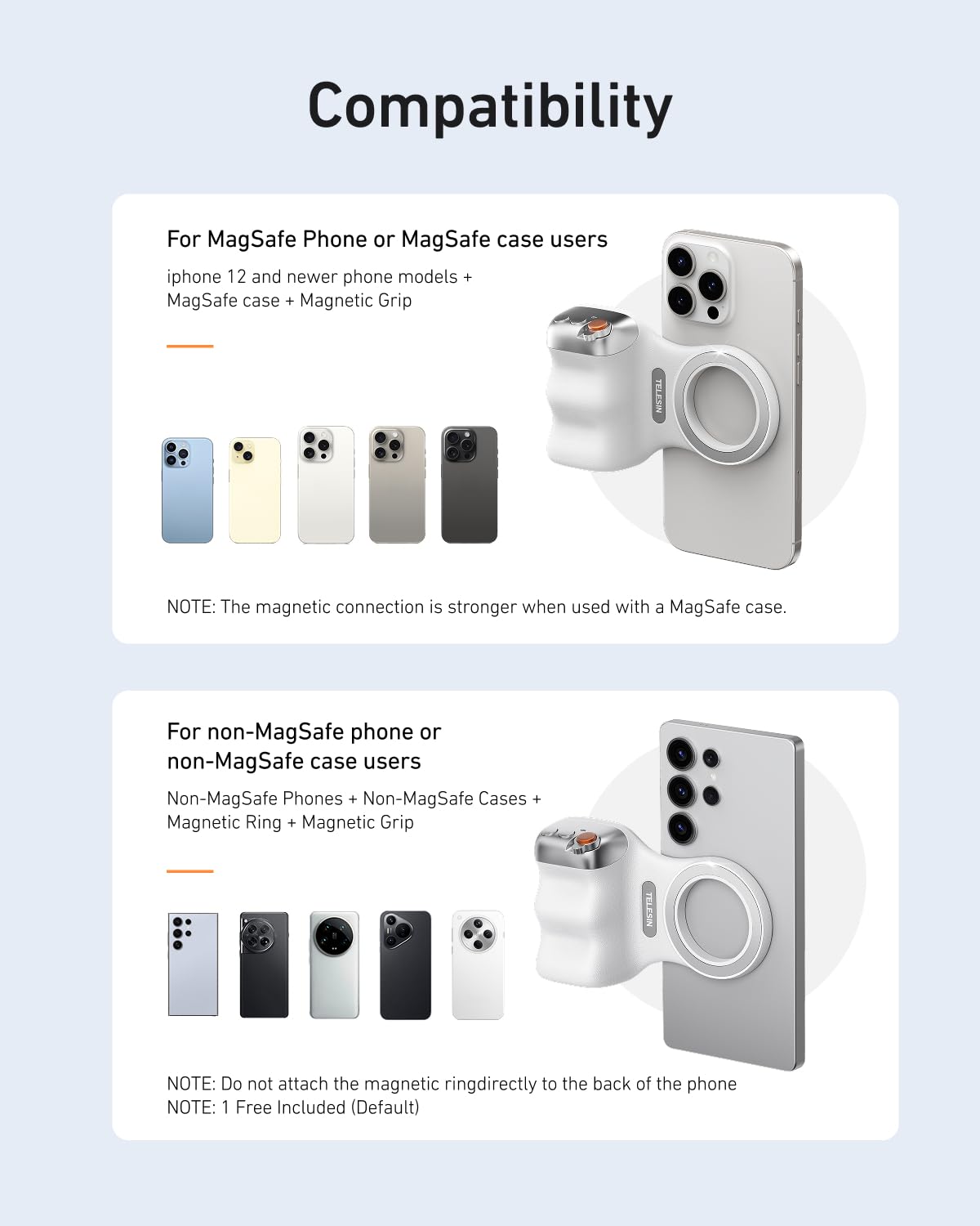 TELESIN Fun Shot Magnetic Phone Camera Grip