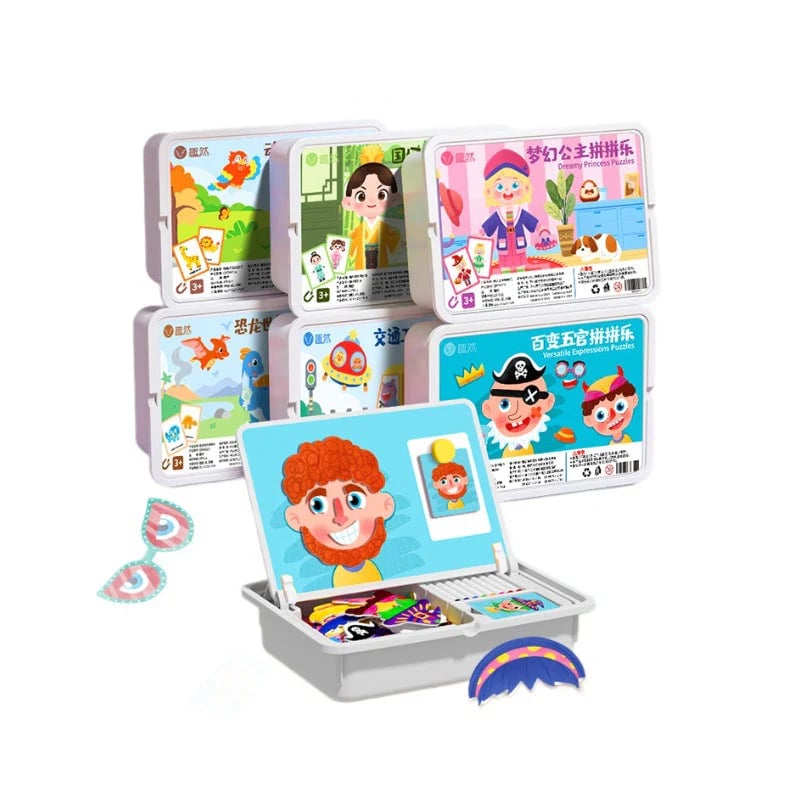 Magnetic Puzzles Face Dress Up Travel Game Double Side Preschool Educational Learning Toy for Kids