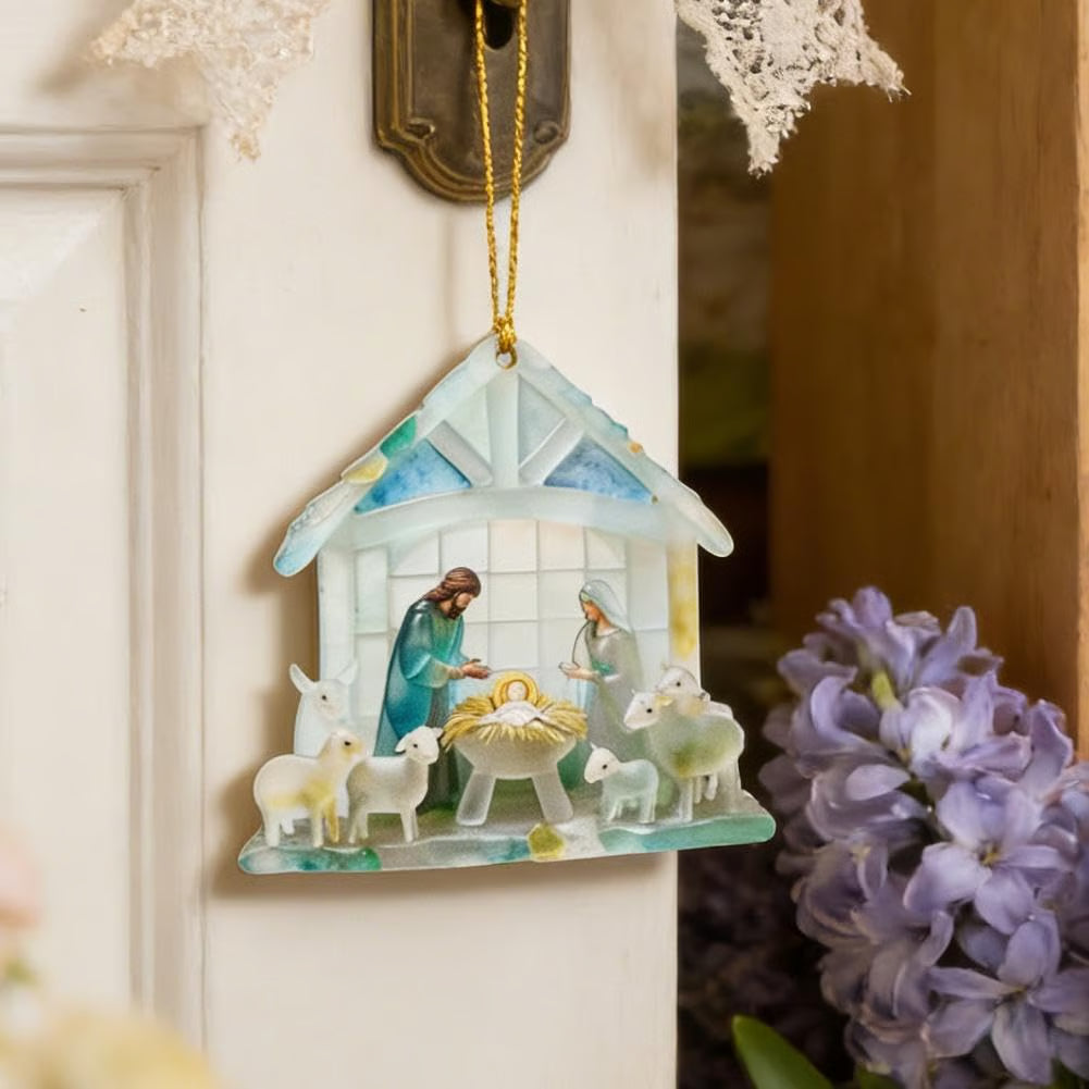 🏆🌊Christmas scene Jesus  pendant-natural art