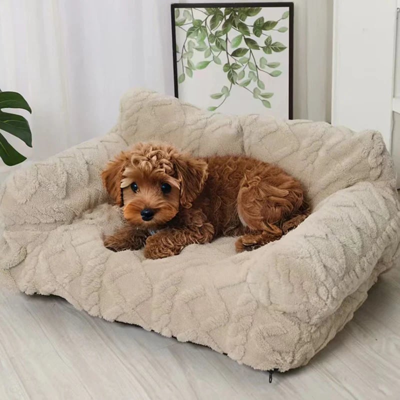 💎 Plush Calming Pet Sofa Bed – Raised Rim, Removable Cover & Non-Slip Bottom for Cats & Dogs 🛋️🐾
