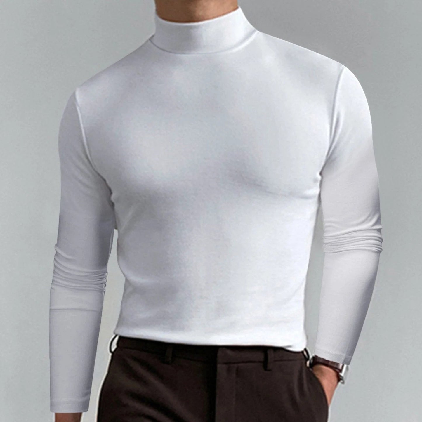 Ultimate Comfort Men's High Neck T-Shirt – Stretch, Breathable, Slim Fit for Gym & Daily Wear!