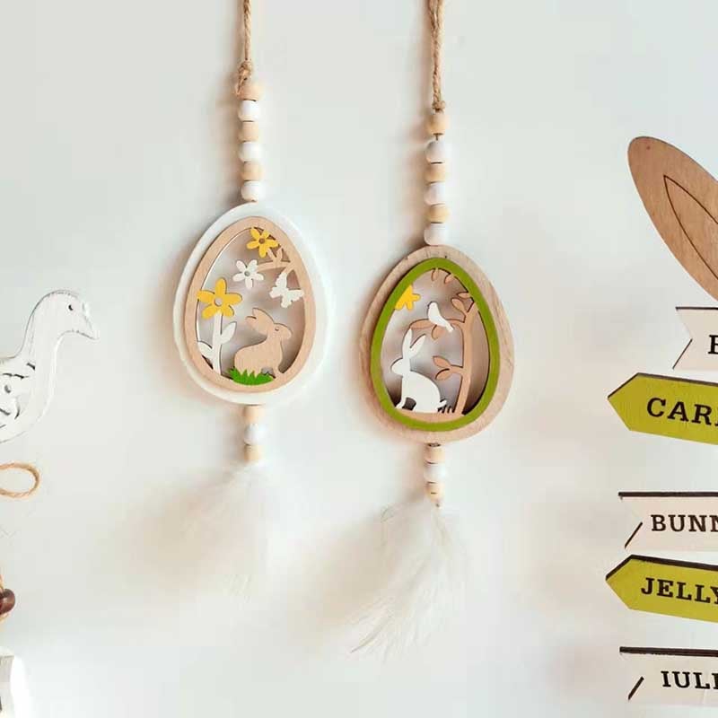 Easter Egg Feather Pendant