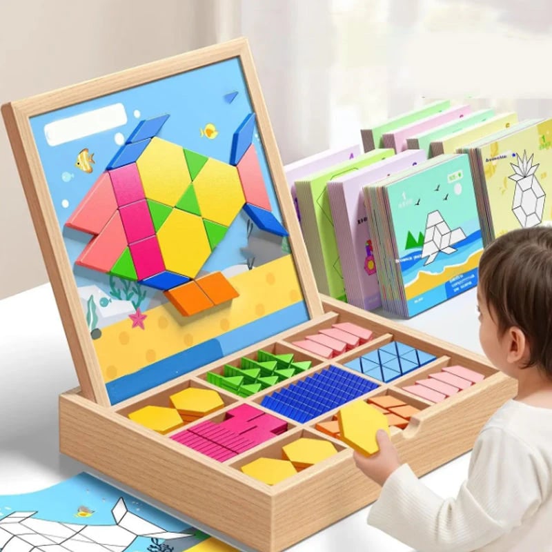🎁Early Christmas Sale 50% OFF🔥Wooden Magnetic Pattern Block Puzzle Set🧩