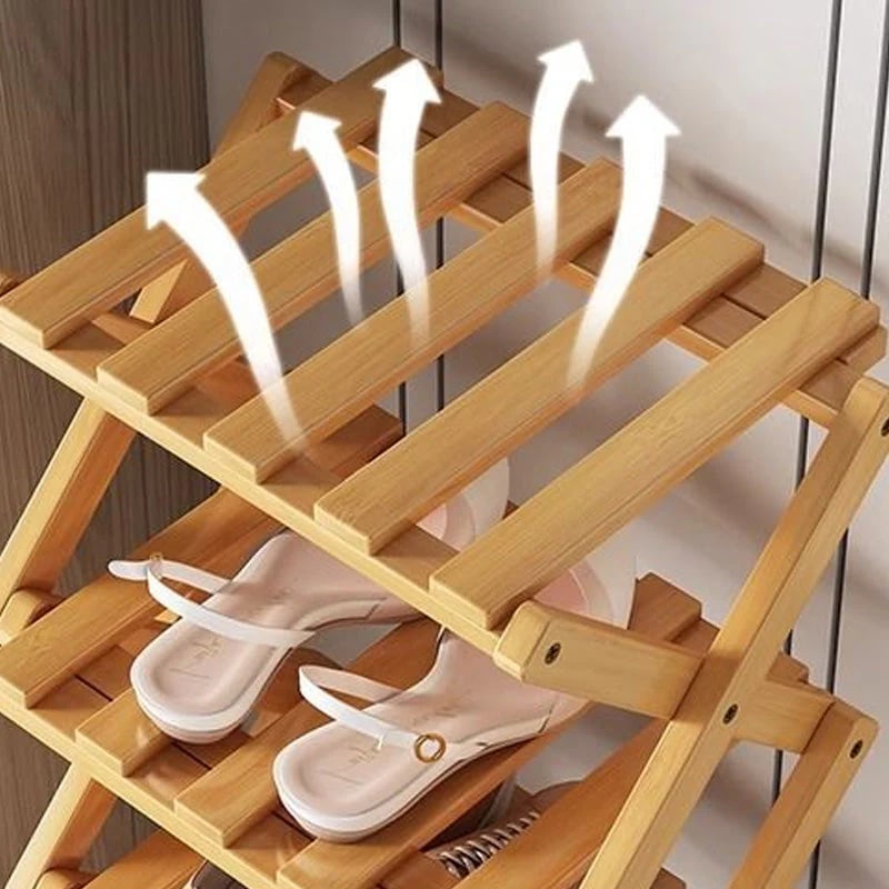 Durable Foldable Bamboo Shoe Rack
