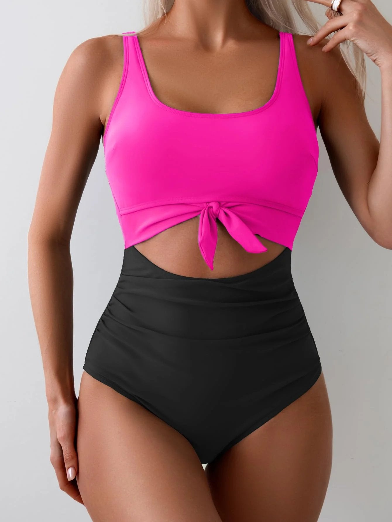👙Women's One Piece Swimsuit Tummy Control Slimming Bathing Suit Cutout Tie Knot Swimwear