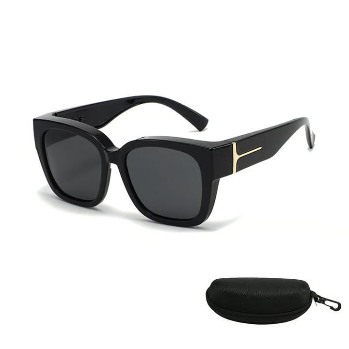 Polarized Square Sunglasses with Wrap-Around Design