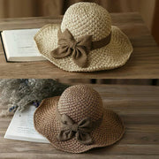 🔥✨Straw Hat with Retro Bow – Foldable & Breathable for Summer