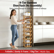 👟The 9-Tier Bamboo Rack: 3-Tier, 6-Tier, and 9-Tier No-Assembly Storage Solution!